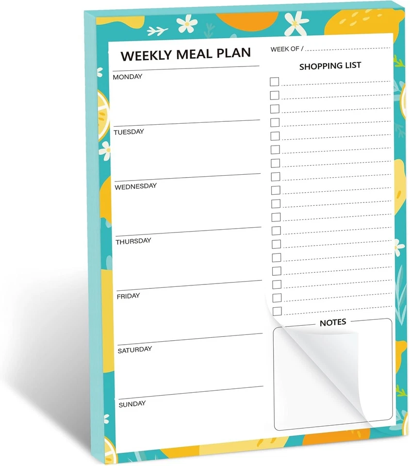 Meal Planner Magnetic For Refrigerator 6 X 9” 52 Tear Off Sheets Shopping List - Image 1 of 1