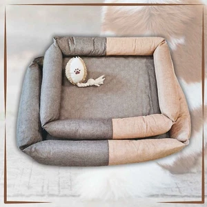 Dog Bed Light and Portable Dog Bed Two Tones Linen-like Pet Bed - size S, M - Picture 1 of 6