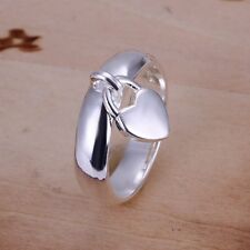 2PCS Fashion 925Sterling Solid Silver Jewelry Heart Rings For Women R133