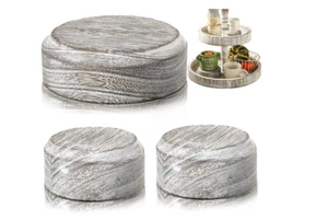 Wood Risers Round Pedestal Small Stand Display Farmhouse Tiered Tray Decor 3 Pcs - Picture 1 of 8
