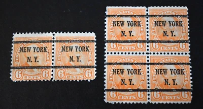 6 - 1925 US Scott #558 - 6 Cent New York, NY Precancels - Used/NG/LH/F-VF. b - Image 1 of 2