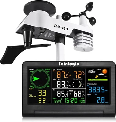 Sainlogic Weather Station Wireless 8-IN-1 Indoor Outdoor Color LCD Display - Image 1 of 4
