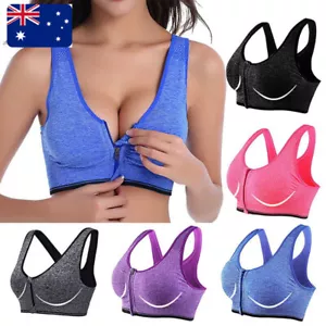 Women's Zip Front Fastening Sports Bra High Impact Non Wired Active Training Top - Picture 1 of 26