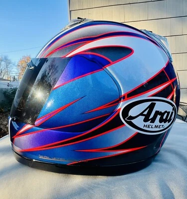 Винтажный 2001 Arai Quantum/F экзотический племенной шлем на все лицо/темный козырек/размер большой - Изображение 1 из 4
