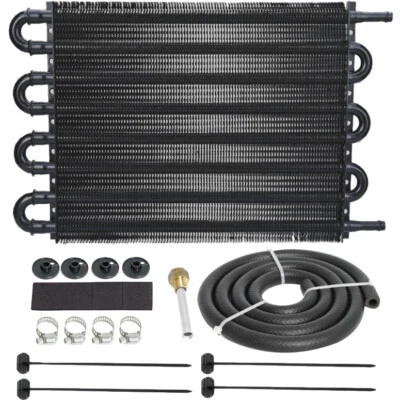 8 ROW PASS AUTOMOTIVE ALUMINUM ENGINE TRANS-MISSION OIL COOLER 6AN HOSE LINE KIT - Image 1 of 3