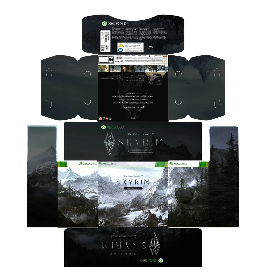 Xbox 360 SKYRIM SET - PRINTABLE STICKER BOX - Original Measurements - Image 1 of 1