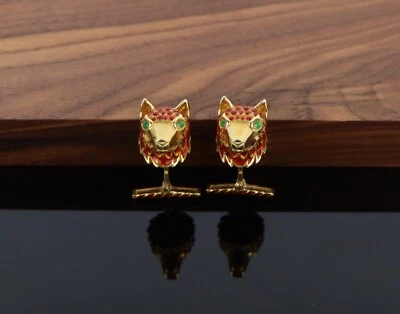 Par de gemelos vintage David Webb esmaltados y dorados Foto 1 de 4