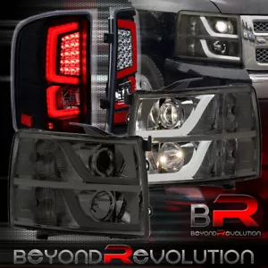For 2007-2013 LED Smoked Clear Reflector Headlamps + Tail Lights Assembly Set - Picture 1 of 11