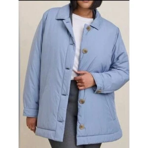 Torrid 2 Plus Size Blue Poly Fill Lightweight Shacket Jacket 2x 18-20 NWT - Picture 1 of 10