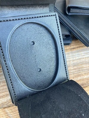 Vintage Tex Shoemaker Black Leather LA PD Style Police Oval Badge ID Wallet