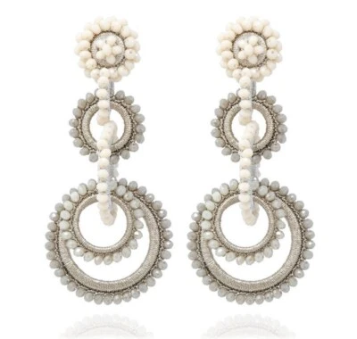 Pendientes Gota Sol Bibi Marini Largos Almendra / Desnudo / Beige NUEVO Foto 1 de 4