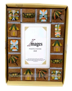 Tribal Tiki Mask 4x6 Picture Photo Frame Island Beach Palm Tree Tiki Bar Hut NEW - Picture 1 of 9