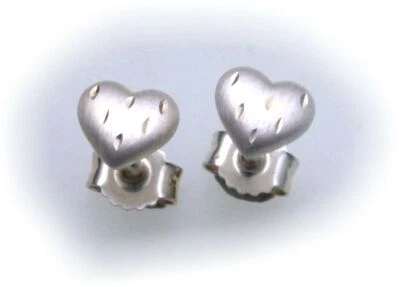 Orecchini a Spina Cuore Vero Argento 925 Massiccio Sterling Unisex Diamantato - Immagine 1 di 2