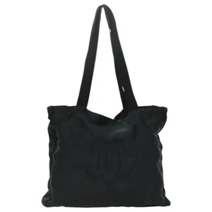 Chanel Cc Black Silk Tote Bag Authentic - Picture 1 of 24