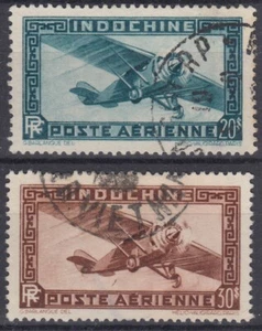 TIMBRE INDOCHINE 1949 - POSTE AERIENNE N° 46 & 47 OBLITERATIONS CHOISIES - Imagen 1 de 2