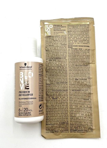 Schwarzkopf BlondMe Premium Lightener 9+ 1 oz & 6%/20 Vol. Developer 2 ...