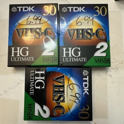 Lot TDK 30 VHS-C Camcorder Videotape HG Ultimate 2 Pack NEW Cassette SEALED J8 - Imagem 1 de 2