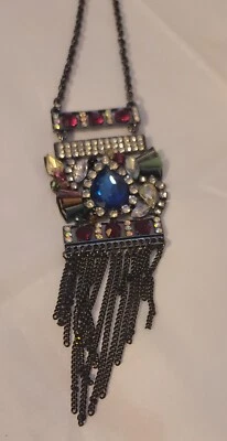 Collar Largo M. Haskell Cadena Negra con Colgante Bling Colorido  Foto 1 de 4