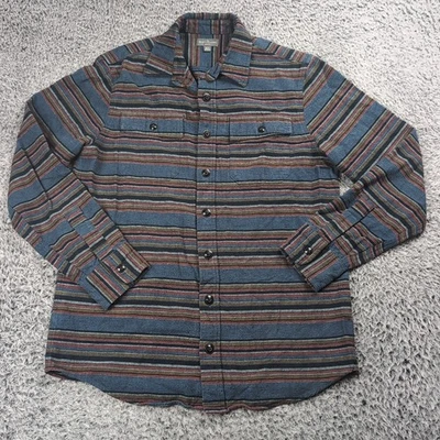 LL Bean Shirt Men Medium Tall Blue Flannel Long Sleeve Outdoor Striped Casual - Image 1 of 4