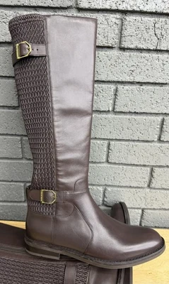 Botas de montar COLE HAAN CHELSEY WR Java marrón tejidas altas de cuero para mujer talla 8” Foto 1 de 4