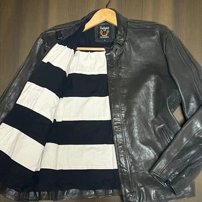 Schott XL Goat Leather Single Rider Jacket Biker Band Collar Used - Image 1 of 4