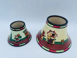 YANKEE CANDLE Night Before Christmas Mice Jar Candle Shade x2 Medium & Small - Picture 1 of 4