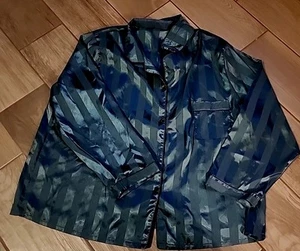 Conjunto de pijama a rayas verde satinado para mujer 5XL de lujo relax romántico  - Imagen 1 de 7