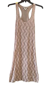 Woman’s Knit Midi Racerback Tank Jr.’s Lrg/Blush W/Sheer Lace Overlay CasualY2K - Picture 1 of 7