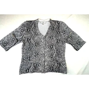 Suéter Deportivo St. John Mujer Pequeño Negro Estampado Animal Cárdigan Marie Gris EE. UU. - Imagen 1 de 10