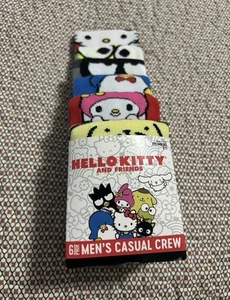 New Hello Kitty & Friends 6 Pair Mens Crew Socks 8-12 Sanrio Bioworld - Picture 1 of 4