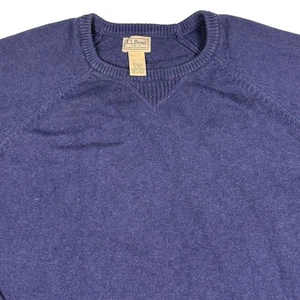 L.L. Bean Cotton Cashmere Mens Sweater XL-Tall Blue Crew Neck Raglan Knit - Picture 1 of 8