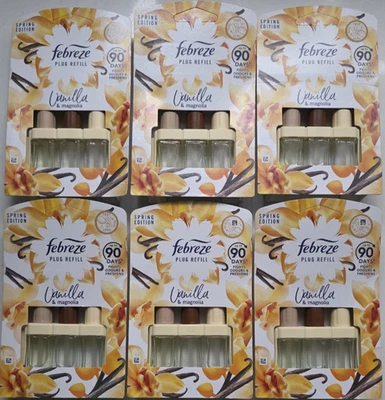 6x Febreze Plug Refill Vanilla & Magnolia Spring Edition Long Lasting Freshener - Image 1 of 2