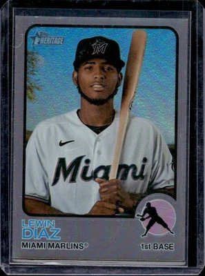 2022 Topps Heritage Lewin Diaz Chrome Silver Refractor #337/373 Marlins - Image 1 of 2