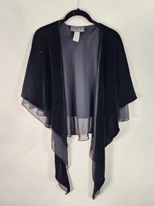 Alex Evenings Envoltura de Gasa Para Mujer OS Negro Terciopelo Transparente Ropa de Noche Formal - Imagen 1 de 7