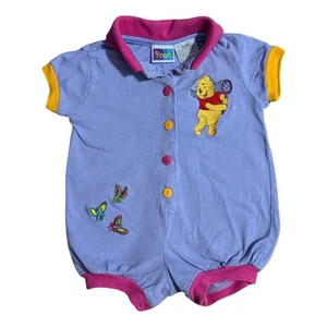 Rare VTG 90’s Y2K Disney Winnie the Pooh Embroidered Romper Butterfly 3/6 Month - Picture 1 of 7