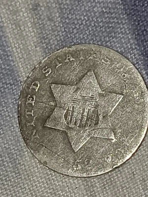 1852 Three Cent Silver Piece Original Coin 3c Antique US Collection - Image 1 of 4