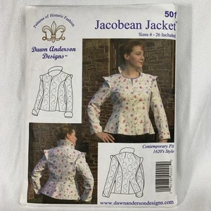 501 Dawn Anderson Designs Jacobean Jacket Pattern 1630's Style UC FF Sz 4-26!! - Picture 1 of 2