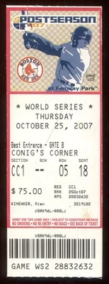 Полный билет на игру World Series 2 Boston Red Sox Rockies 2007 25 октября Fenway Park - Изображение 1 из 2
