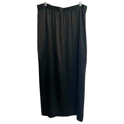 Falda Oleg Cassini Talla 16 Negra Seda Maxi Larga Formal Cremallera Lateral Abertura De Colección Años 80 Foto 1 de 4
