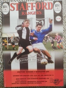 FOOTBALL PROGRAMME - STAFFORD RANGERS v WORCESTER CITY (DR MARTENS LEAGUE 2003) - Picture 1 of 1