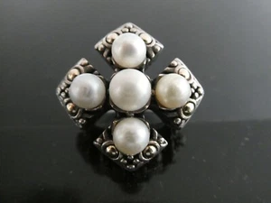 John Hardy Pearl Jaisalmer Cross Sterling Silver 925 & 18k YG RING Size 9 - Picture 1 of 12