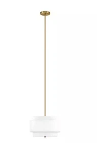 NEW Solomon 60-Watt 2-Light Brass Pendant Light W Fabric Shade B105 - Picture 1 of 3