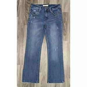 Unpublished Womens Size 24 Whiskered Distressed Bootcut Cropped Denim Blue Jeans - Picture 1 of 11
