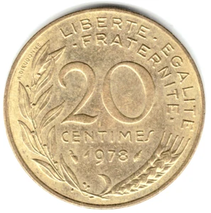 1978 20 CENTIMES ~ FROM FRANCE ~ YOU GRADE IT ~ PLEASE SEE THE SCAN. stk 103 - Picture 1 of 4
