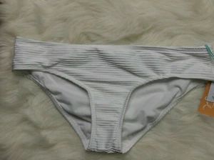 Kona Sol Hipster Bikini Bottom White Medium Coverage Ribbed Size Large - Picture 1 of 7