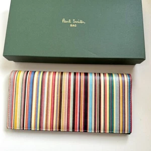 Paul Smith Authentic Leather long wallet multi-stripe beautiful rare - Picture 1 of 10