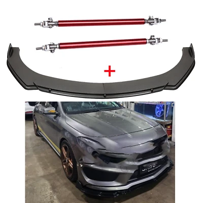 Carbon Fiber Front Bumper Lip Spoiler Splitter Strut Rods For Mercedes-Benz - Изображение 1 из 4
