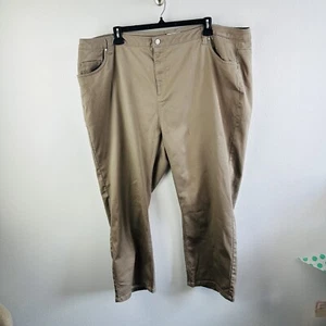 Catherine’s Sateen Khaki Straight Leg Pants Size 32W - Picture 1 of 3
