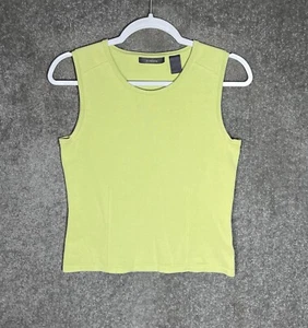 Liz Claiborne Knit Tank Top Womens Size Small Yellow-Green Scoop Neck Sleeveless - Picture 1 of 6