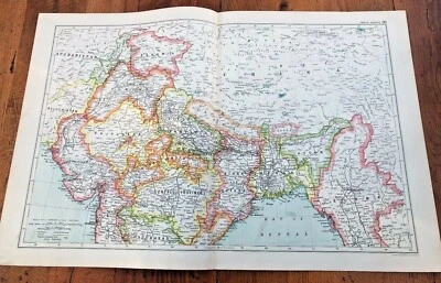 1900s double page map from g.w. bacon - india - north ! - Image 1 of 3
